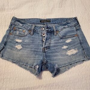Abercrombie & Fitch Light Blue Distressed Jean Shorts